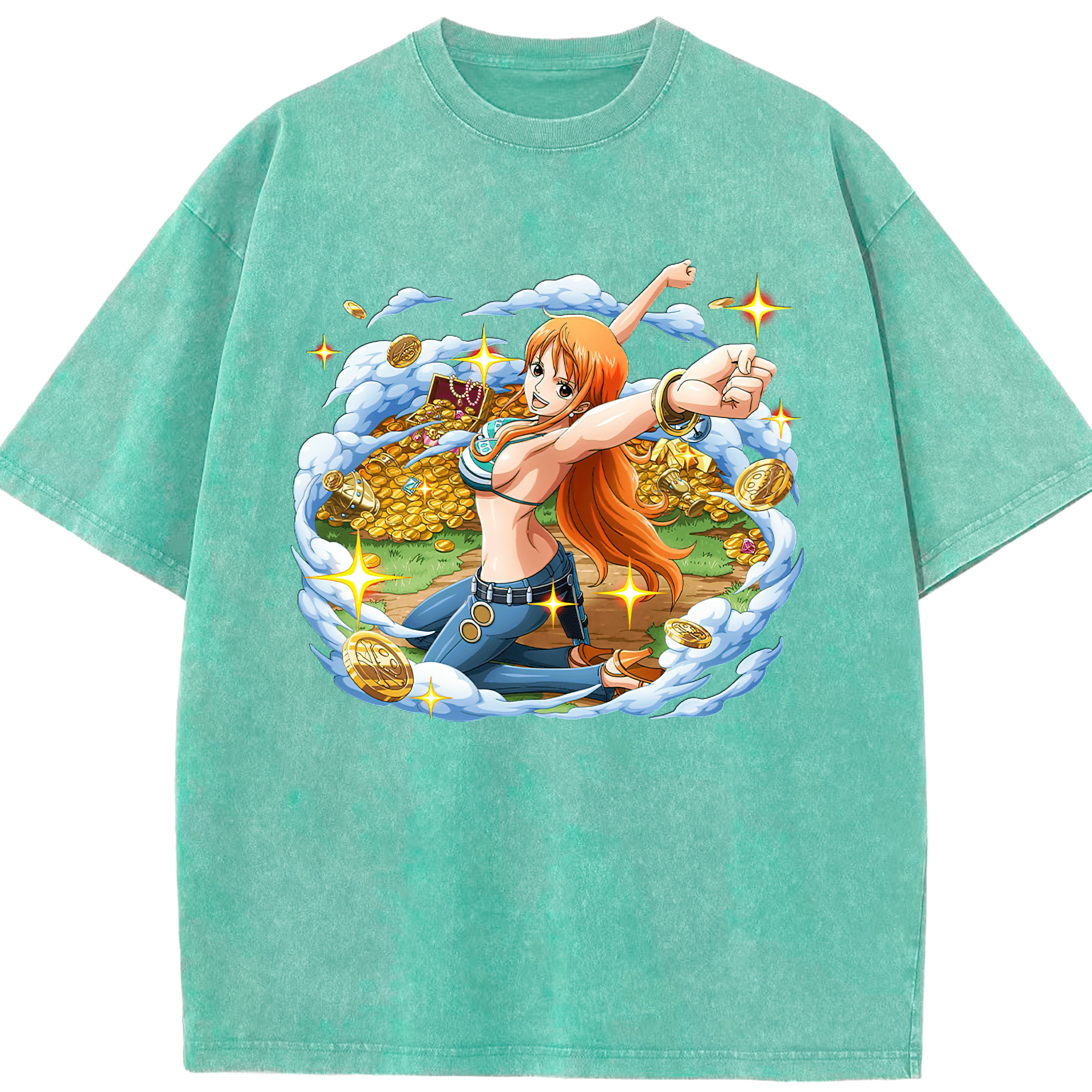 ワンピース ナミ ONE PIECE Nami 綿100% ヴィンテージ風 半袖Tシャツ（フロントプリント）